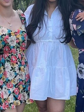 Zara 100% Cotton White Collared Button-Up Shirt Dress